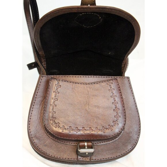 Peruvian Leather Bag Small Purse Woven Textile Women Shoulder Cross Body Saddle - Picture 8 of 11